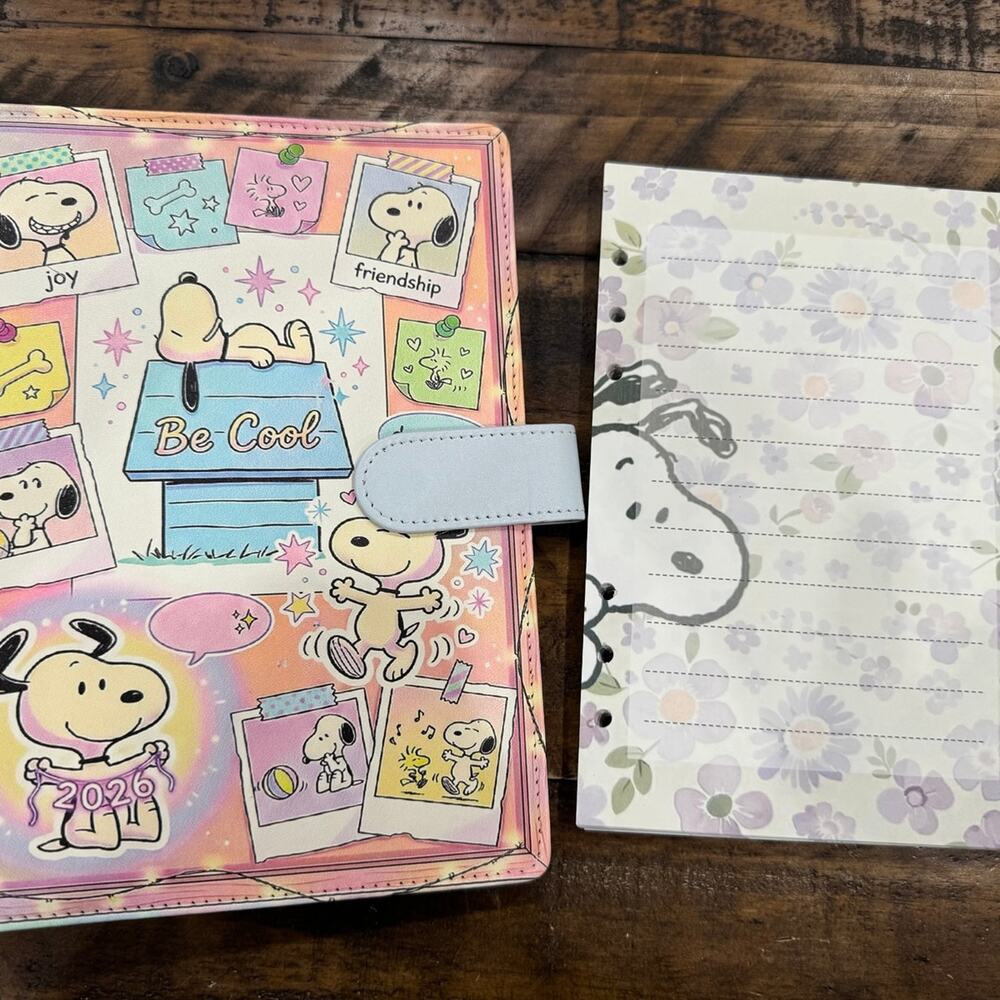 Peanuts Snoopy A5 Binder w/ matching stationery paper.